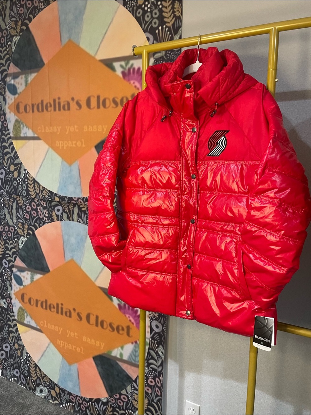 NWT! NBA Portland Trail Blazers Red Puffer Jacket size XL